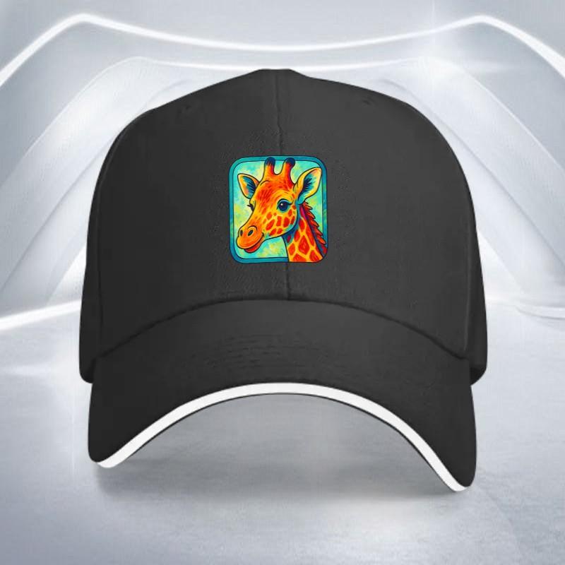 Giraffe Print Baseball Cap Polyester Adjustable Casual Style Adult Baseball Hat Outdoor Wear One Size
