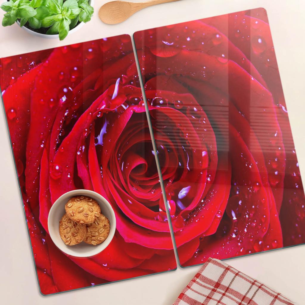 Ozdobne Deski Kuchenne Szklane Do Krojenia Z Grafiką Kwiat Róży 2X30X52 Cm