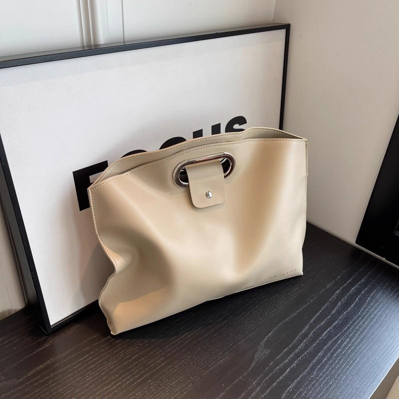 French Retro Soft Pu Leather Briefcase for Women New Large-capacity Commuter Handbag Folder Computer Bag for Men Solid Laptop