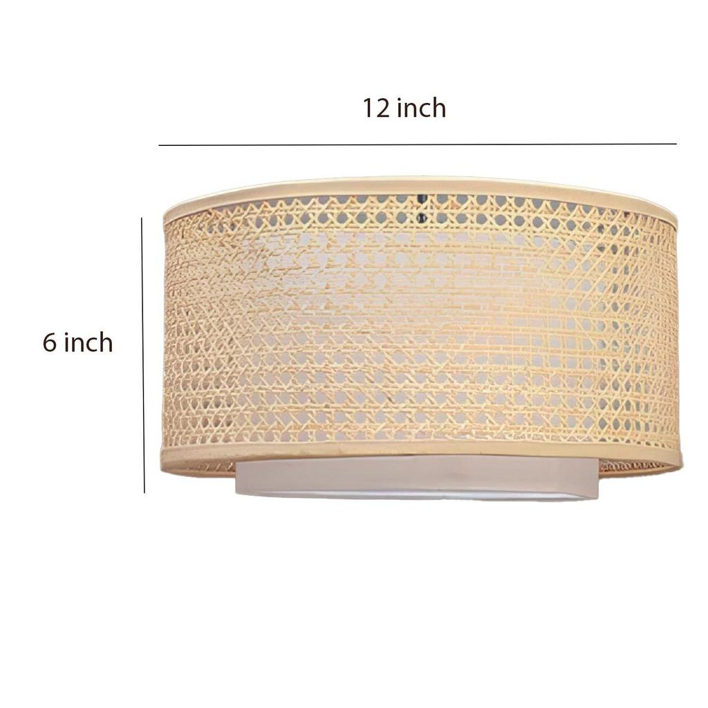 Bamboo Hanging lamp for Living Room | Rattan Hanging lamp | Cane Pendant Light for Home Decoration (12" Dia x 6" H) (Bulb not Included)