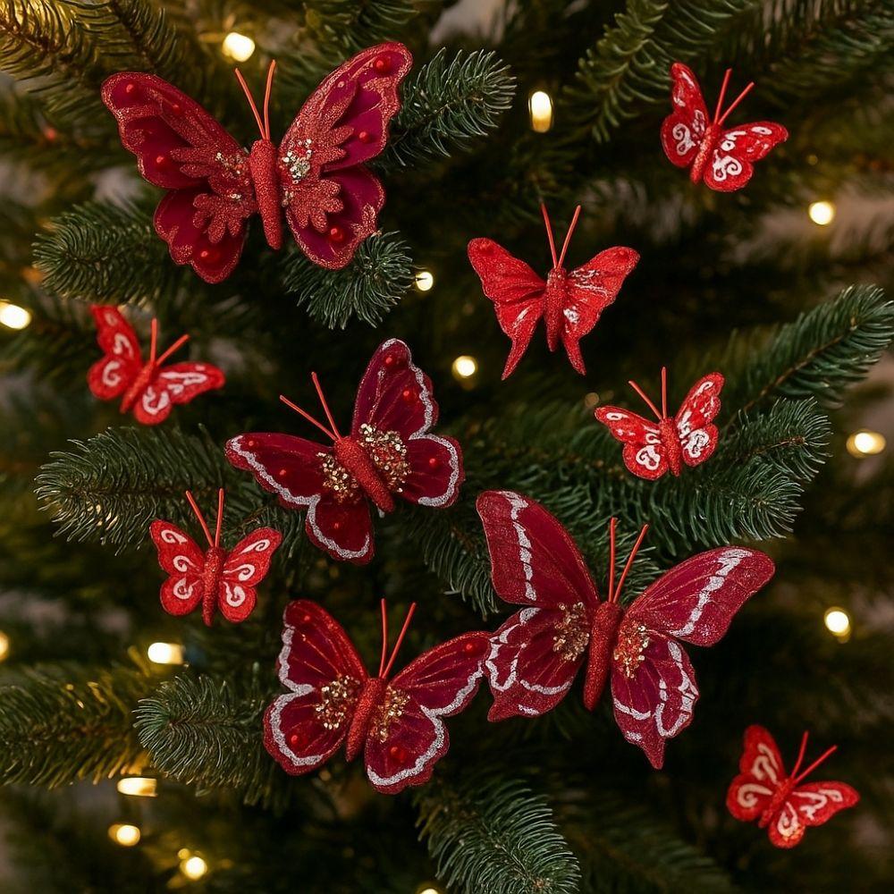 Colorful Butterfly Christmas Decoration Plastic Feather Christmas Tree Decorations  Xmas New Year