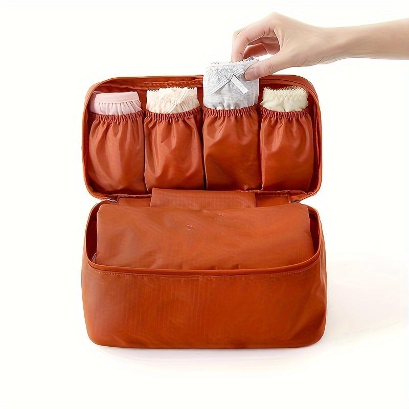 Solid Color Zipper Portable Handle Underwear Storage Bag,Multi-functional Underwear Bra Panty Socks Organizer for Traveling,Women s LingerieUnderwear оранжевый
