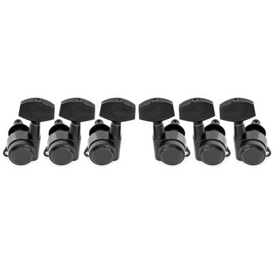 Musiclily Pro L3R3 Locking Mechaniken, 18:1 Übersetzungsverhältnis, Große Sechskantknöpfe, 45°-Schrauben, für Akustik-/E-Gitarren, Schwarz
