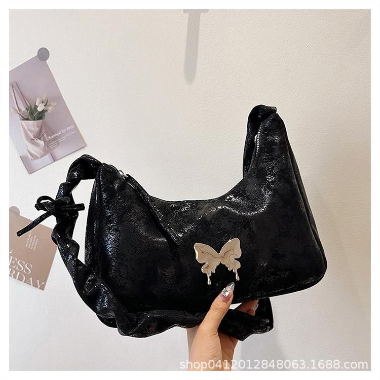 Korean version ins pleated armpit bag 2025 new design sense niche messenger bag super fire butterfly commuter shoulder bag