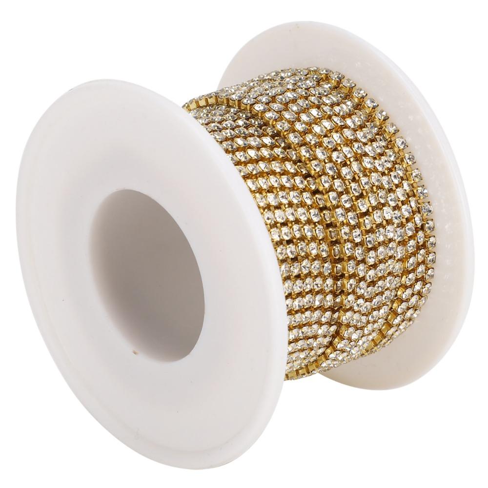 10 Yards Rhinestone Chain Roll SS6 2MM Close Chain Trim For Mobile Phone Shell