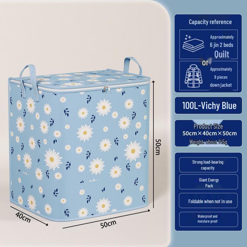 Houndstooth Large Capacity Waterproof Storage Bag - Moisture-proof Non-woven Fabric Organizer for Clothes 