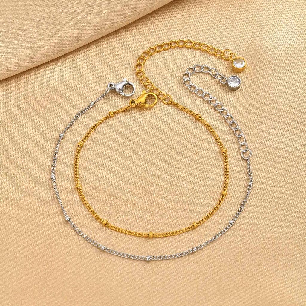 Vnox Trendy Minimalist Silver Color Ball Chain Bracelet Jewelry for Women, Thin Beads Chain Bracelet Do not fade not allergic