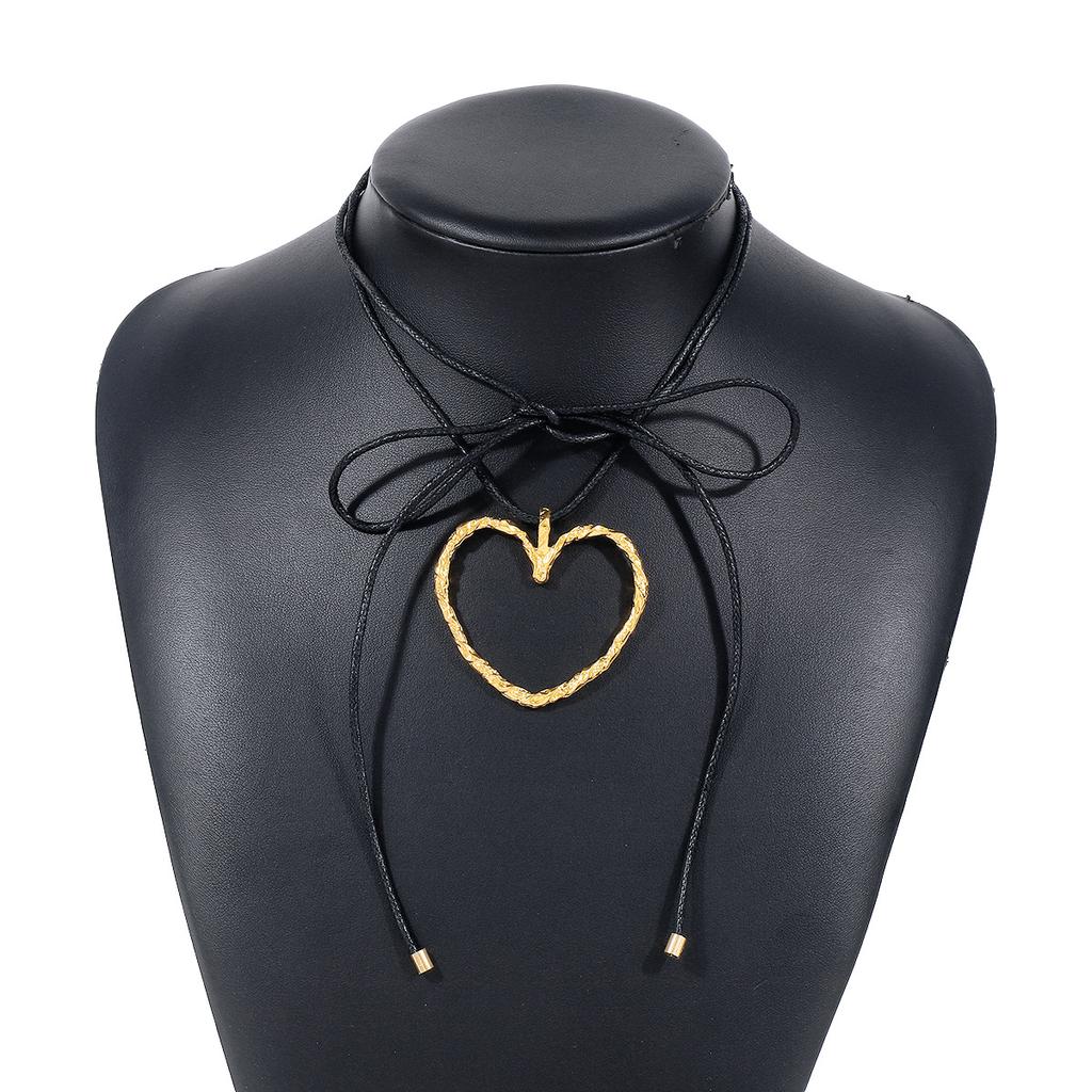 Dames Europees Hol Hart Hanger Sieraden Eenvoudige Minimalistische Strik Touw Creatieve Ketting