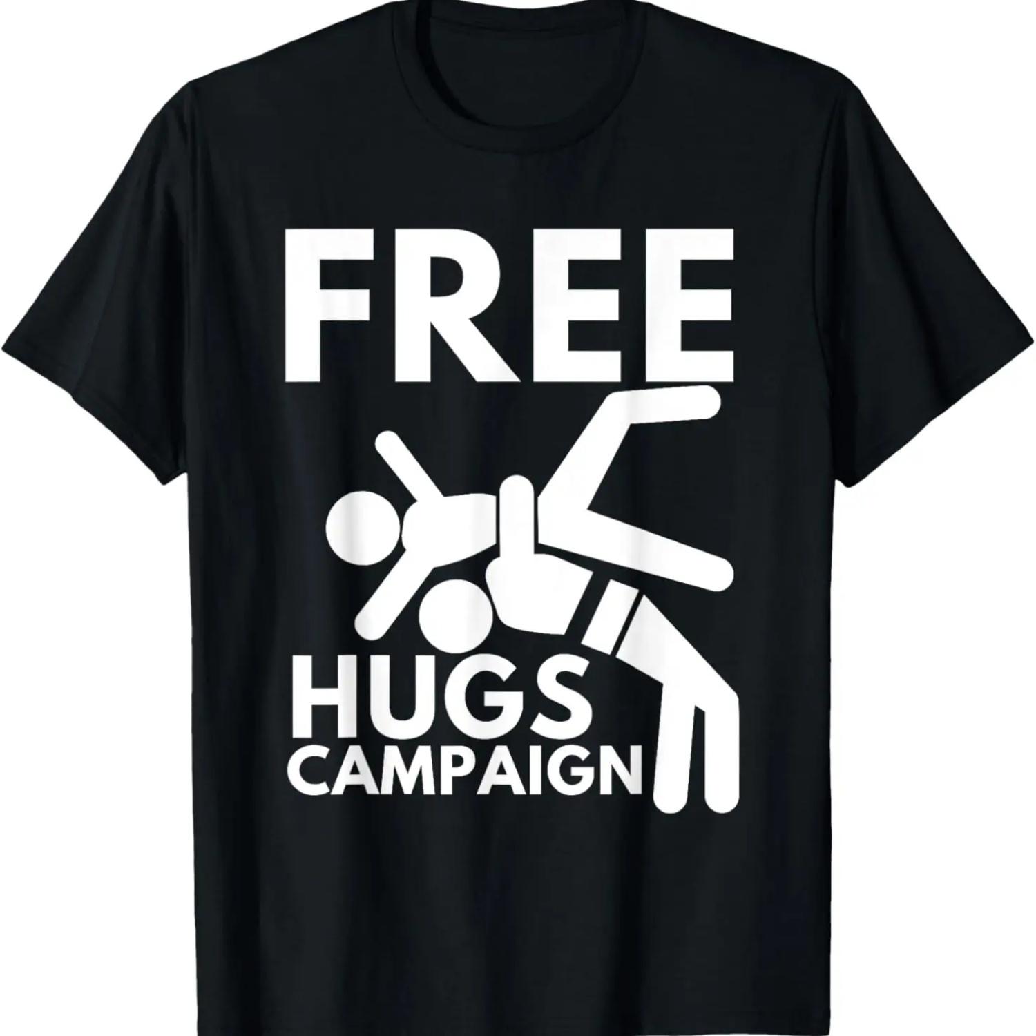 Кампания «Бесплатные объятия» - Смешная футболка с изображением рестлинга и рестлера S