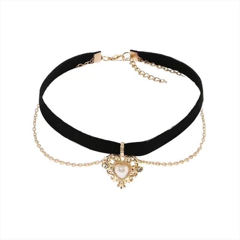 Meier Palace style aristocratic elegantchoker necklace women s heart pearl necklace necklace clavicle chain adult's 32+7