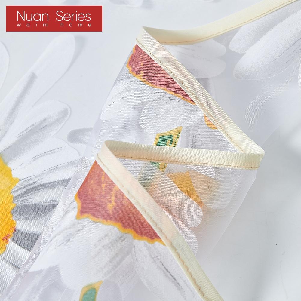 2PC Nuan Series Fashionable Modern Countryside Style Sunflower Print Light and Thin Valance for Small Window Kitchen Curtain Home Decor