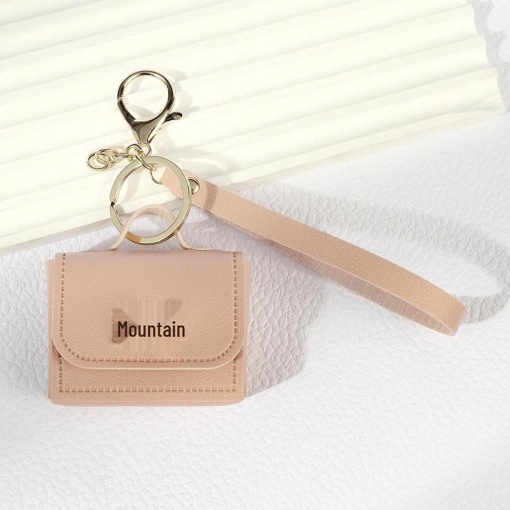 Mini PU Leather Keychain Coin Purse with Strap - Multi-use Bag Charm & Mobile Accessory