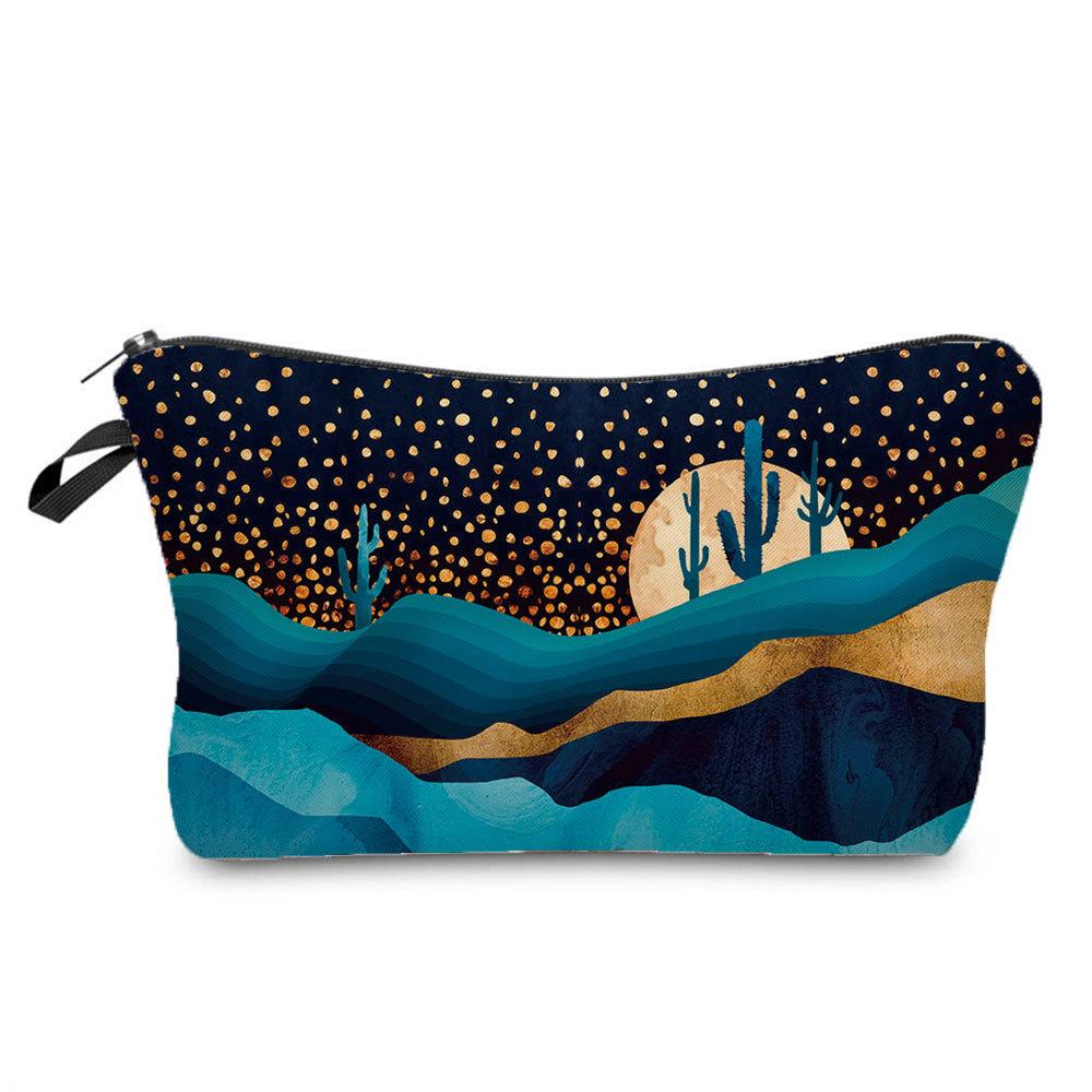 Women Landscape Painting Print Cosmetic Bag Toiletries Organize Travel Storage Case 6672