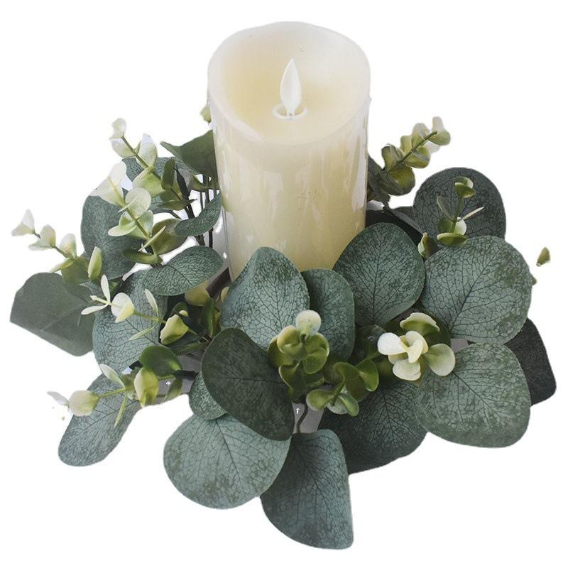 American Imitation Wreath Candle Wreath Eucalyptus Wreath Boxwood Wreath Table Party Decoration Wreath