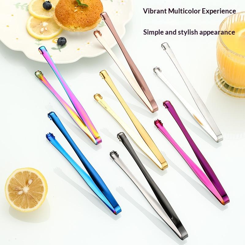 3Pcs Stainless Steel Ice Clamp Thick Anti Slip Ice Clip Fruit Coffee Cube Sugar Clip Toothed Food Clip Kitchen Accessories