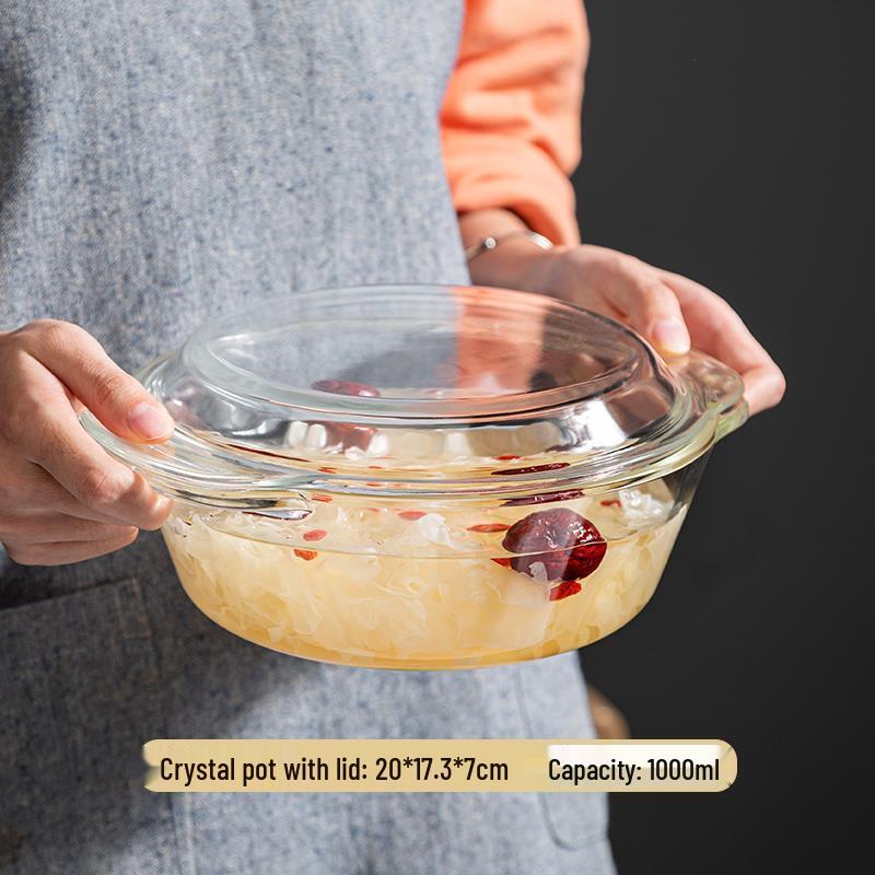 Ru Han Xiao High Borosilicate Glass Noodle Bowl with Lid