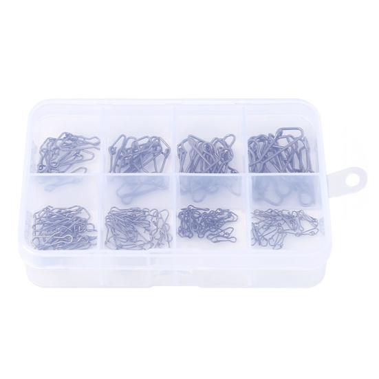 100/120Pcs Fishing Pin Connectors with Storage Box Mini Size Portable Hanging Fishing Snap Swivels Pins Fishing Accessories
