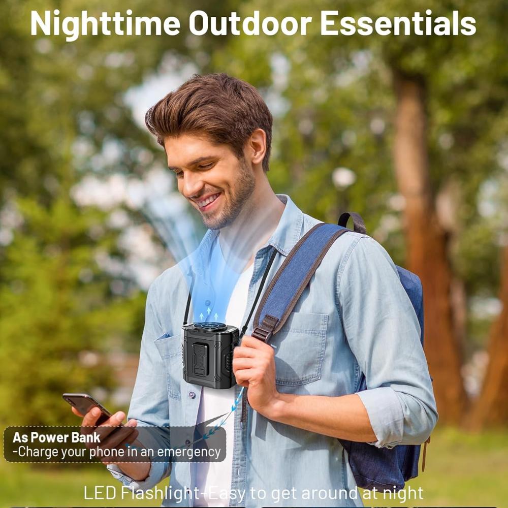 Portable Waist Fan Rechargeable Mini Hanging Neck Fan Wearable Belt Shirt Body Fan Outdoor Working Waist Clip Fan With LED Light
