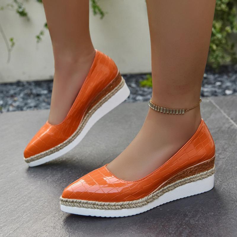 Buty Damskie Moda Szpiczaste Skórzane Pojedyncze Buty Płytka Cholewka Gruba Podeszwa Casualowe Mokasyny Damskie Koturny Platformy Zapatos Mujer