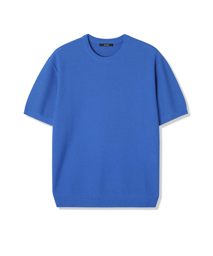 ADHOC Men'S Summer Basic Round Knit (Blue) (Hb4Ska3)