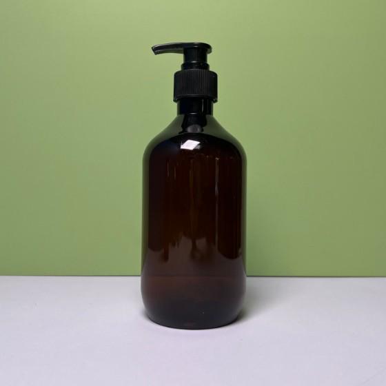 300/500ml Brown Plastic Pump Bottle for Shower Gel, Shampoo, Lotion, or Hand Sanitizer.