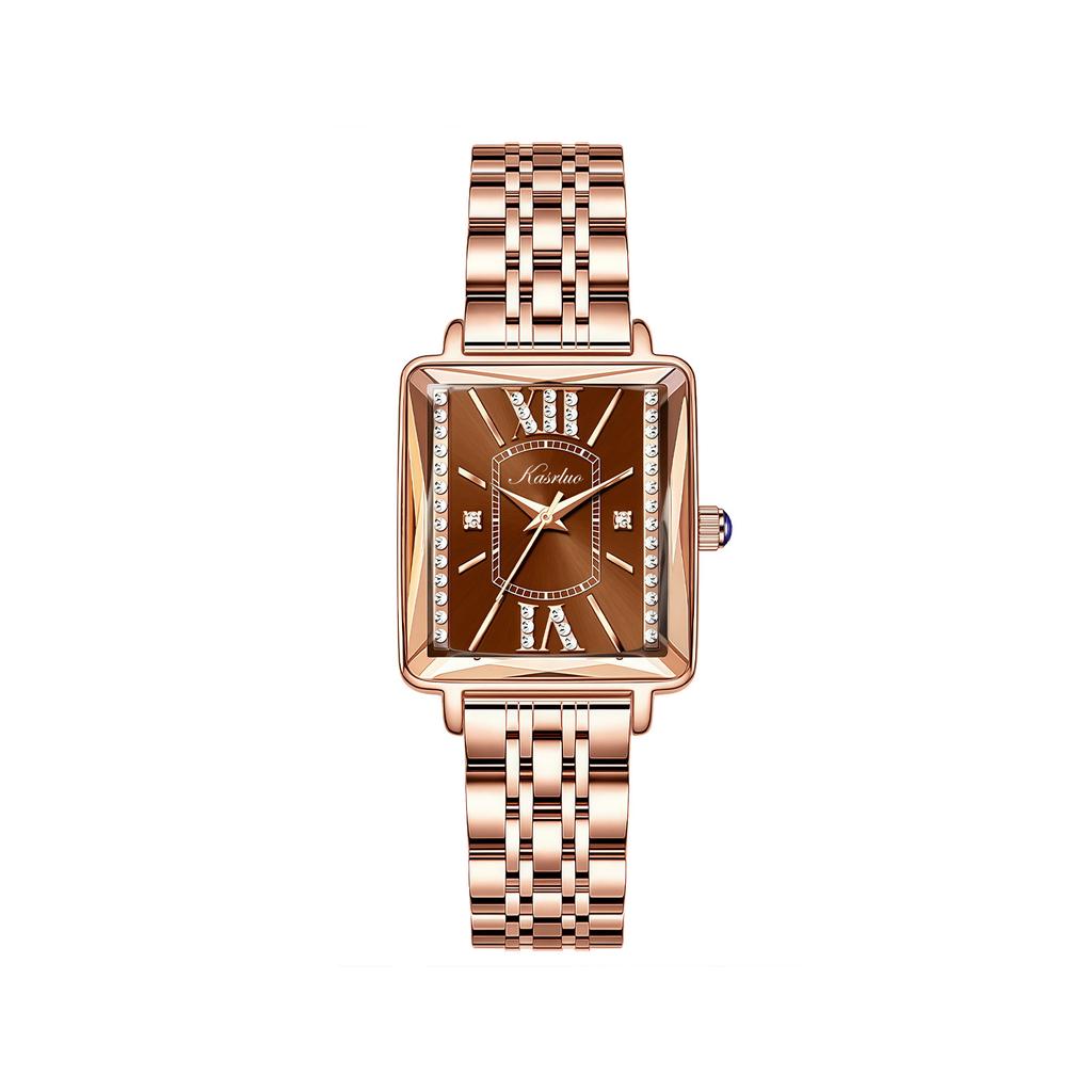 Petite Montre Carrée Femme Niche Luxe Léger Carrée Rétro Incrustée de Diamants Mode Étanche Tempérament Montre à Quartz