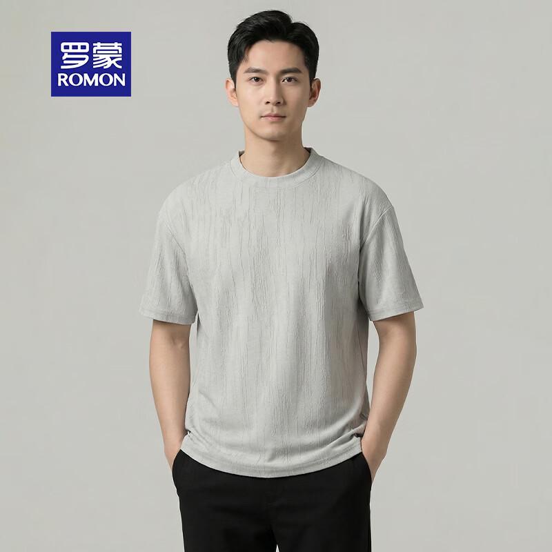 ROMON Men's Jacquard Knit Short Sleeve T-Shirt