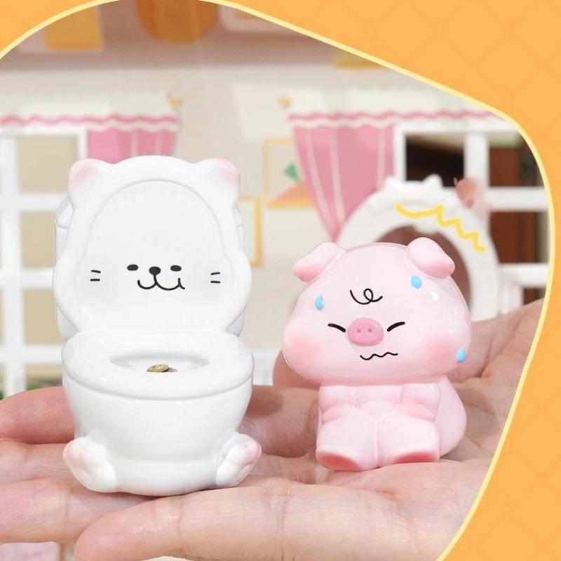Adorable Pig On Toilet Figurine Whimsical Decor For Home Office Car Ideal Gift For Friends Versatile Indoor