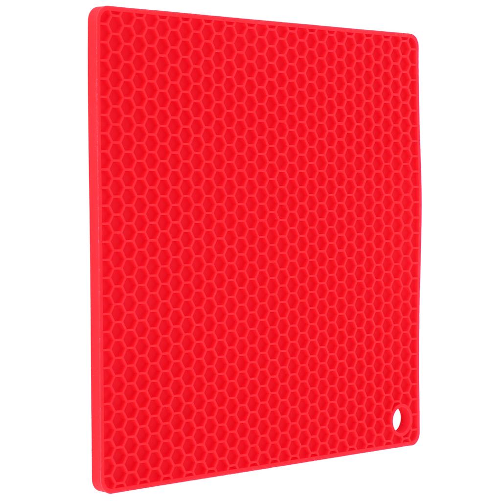 Insulation Pad Food Grade Silicone Pad AntiScalding Thickened Microwave Oven Mat for Kitchen Use(Red )