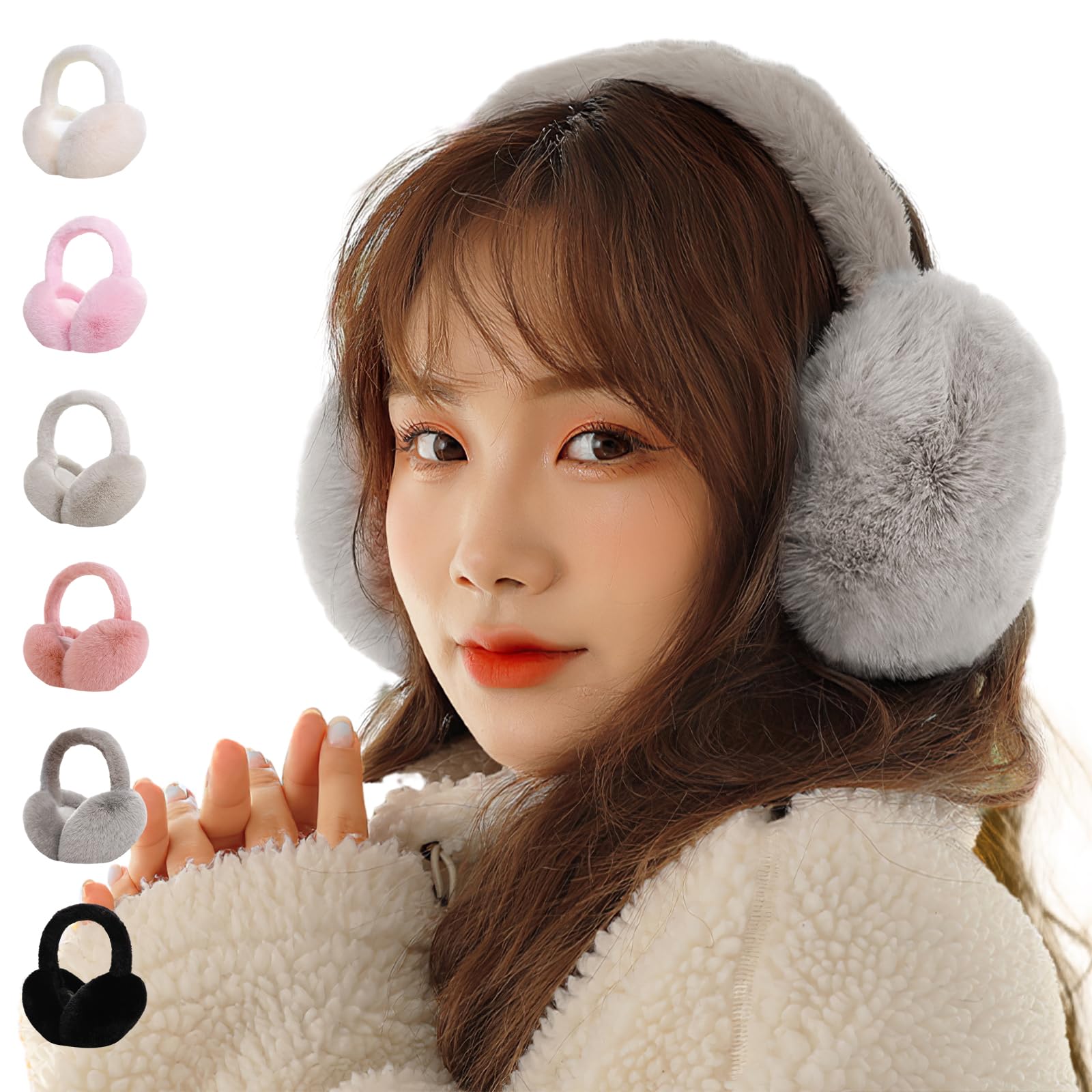 

Karcusiny Складные наушники для тепла и милые пушистые регулируемые и идеально подходят для и женские зимние в стиле Гамбург, наушники, компактные, для велоспорта, серый