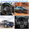 For Dodge Ram 1500 2500 2011-2018 Abs Carbon Fiber Style Inner Sticker Car Interior Steering Wheel Cover Trim Frame Decotation