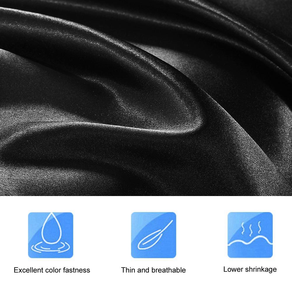 Bedding Luxury Soft Silky Satin Pillowcase Black With Zipper UK US Queen 51*76*2 Cm