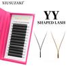 XIUSUZAKI YY Shape Black Brown Eyelashes Extensions Two Tips 2D yy False Lashes Natural Premade Volume Fans Individual Lashes