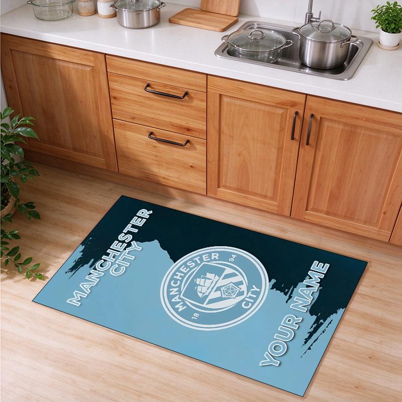 Manchester City Customizable name kitchen floor mat easy to clean and wipe down Suitable for kitchens living rooms and entryways—a perfec