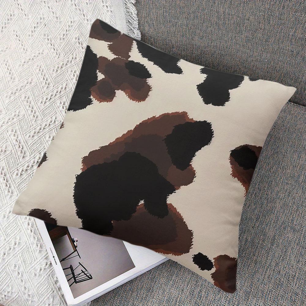 Cream cow print square Jacquard Pillow Cover for Sofa Office Waist Cushion Cover Home Decorative Pillowcase