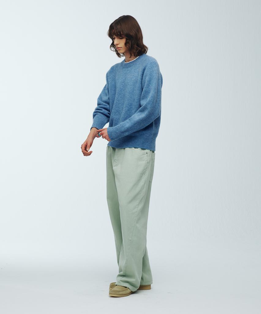 KNITTED Shaggy Dog 100% Wool Round Knit Blue