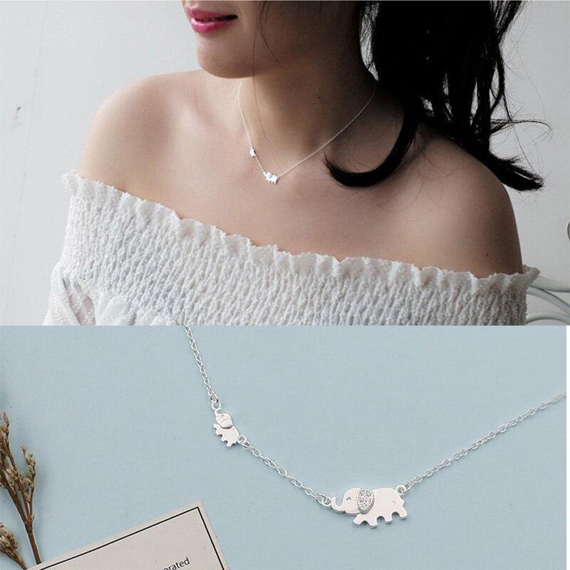 

925 Sterling Silver Cute Elephant Necklace Women Clavicle Chain choker collar Mother s Day Gift S-N342