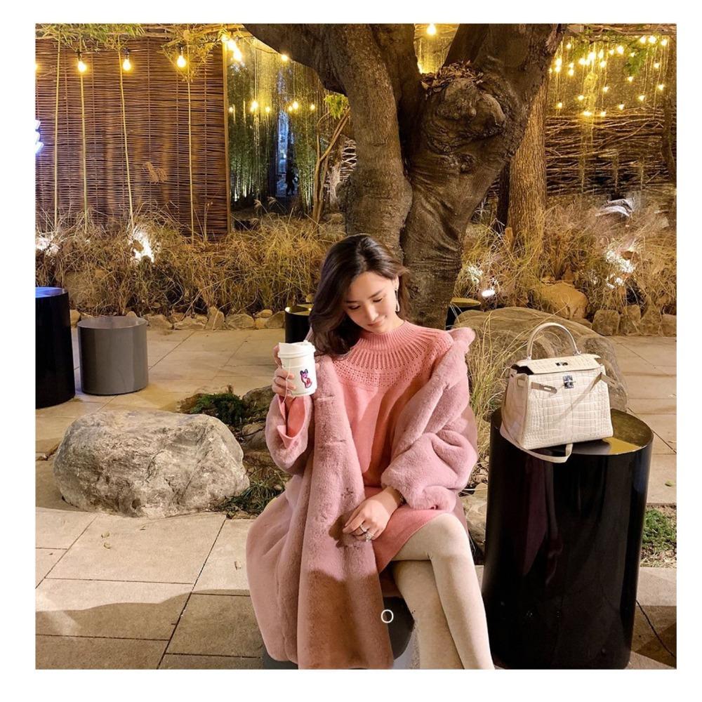 2025 Winter New Imitation Fur Mink Plush Long Coat Stand-up Collar Over Knee Thickened Loose Coat