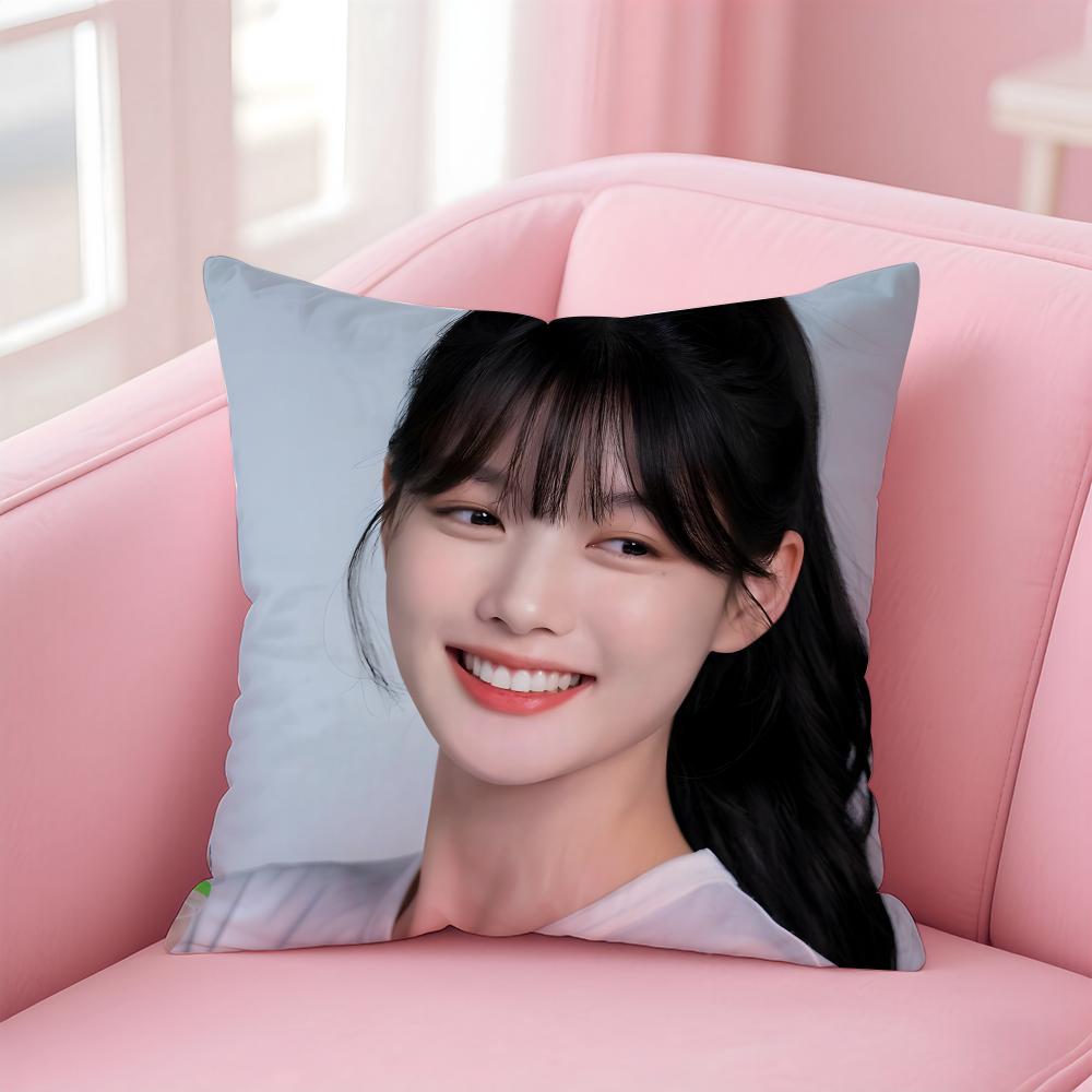 Hot Kpop Charming Korean Actor KKim Yoojung Cushion Cover Pillowcase Short Plush Invisible zipper Room Sofa Cushion Cover