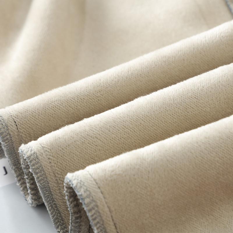 Light Blue Women's High-Waisted Velvet-Lined Banana Jeans, 2024 Autumn/Winter Loose Straight-Leg Style