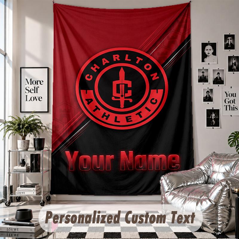 Wall Hanging Tapestry With Custom Name & Text, Charlton Athletic Decorative Tapestry For Bedroom