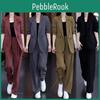 Pcsset Formal Lady Coat 2 Pants Set Long Sleeves Double Buttons Cardigan