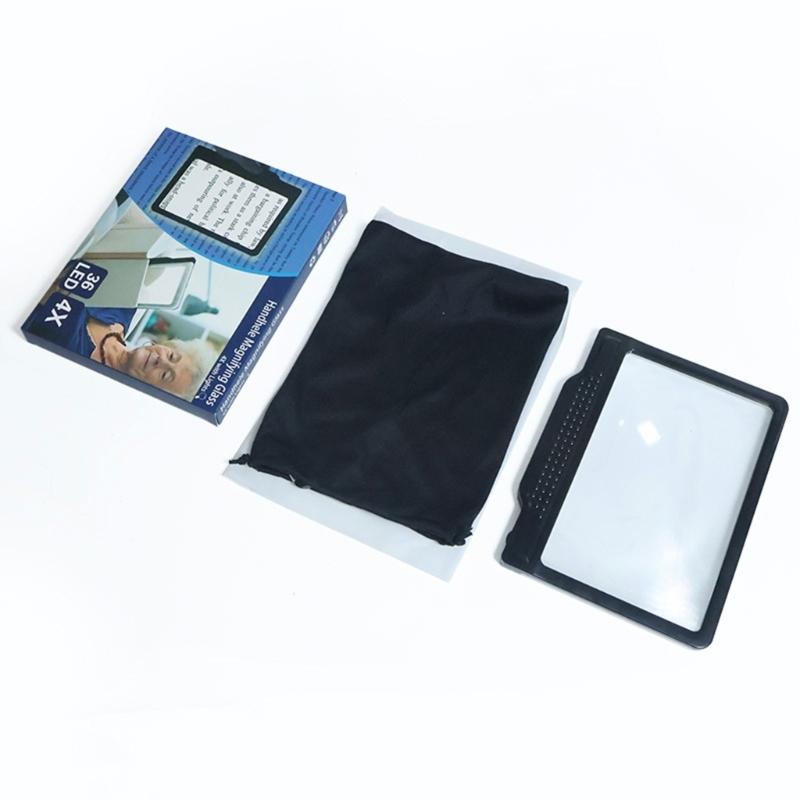 Handheld Reading Page Magnifier for Small Print with Integrated Light, Acrylic Lens and ABS Frame for Books, Newspapers and Labels