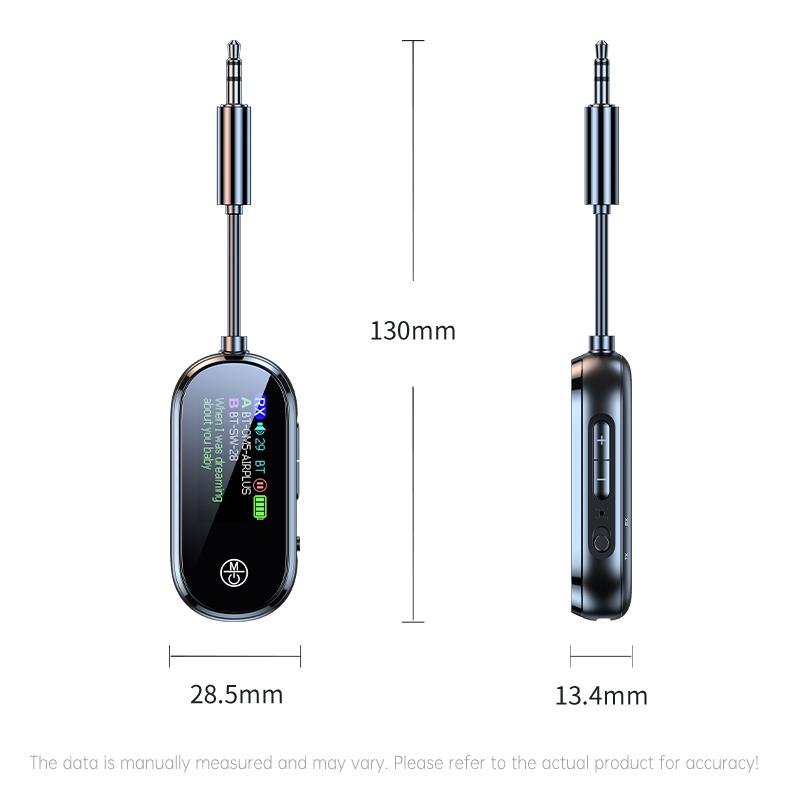 2 In 1 Bluetooth 5.4 Audio Transmitter Receiver 3.5MM AUX Hifi Stereo Audio Wireless Adapter with Mic for Car Airplane TV PC Headphone