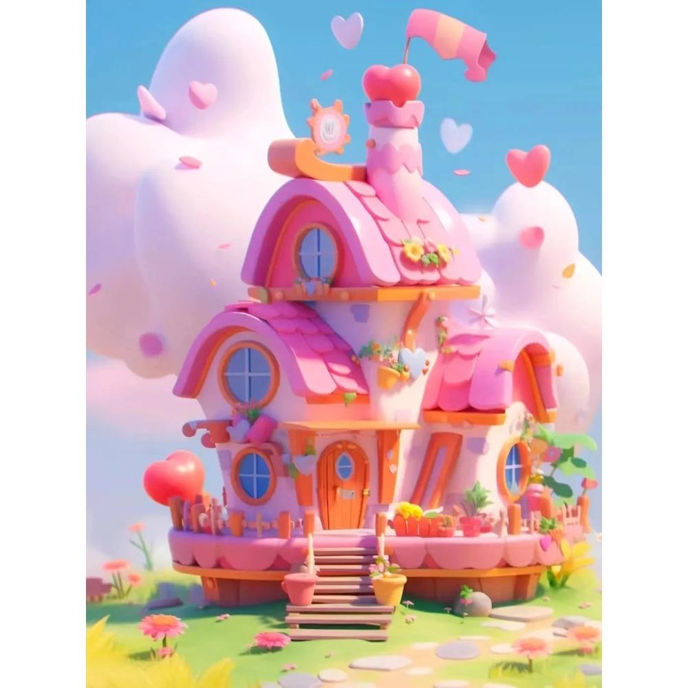 Diamond Painting Full Drill Moon Castle Round Diamond Painting Handmade Fantasy Rainbow Tree Diy Diamond Mosaic Painting Home Decoration