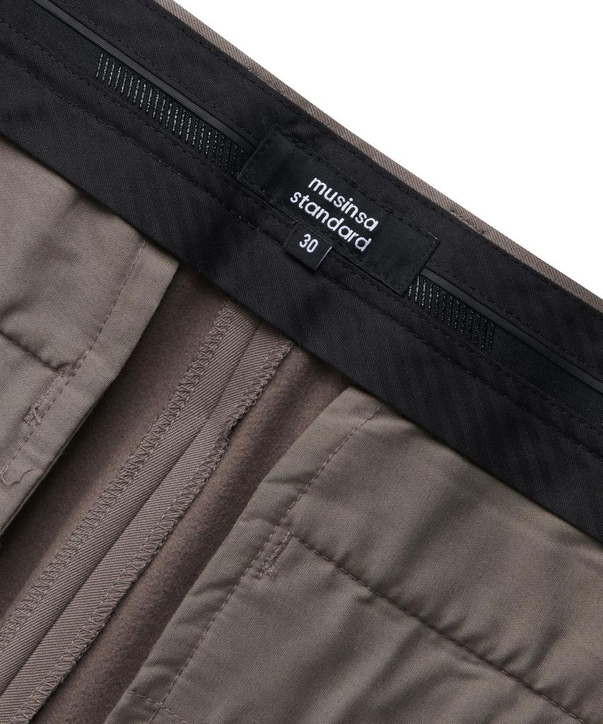 Musinsa Standard Heavyweight Fleece-Lined Real Wide Hidden Elastic Waist Slacks [Dusty Beige]