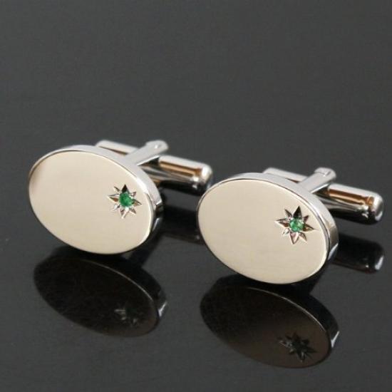 Kamakura Cufflinks Workshop May Birthstone Emerald Cufflinks jc001-a-5