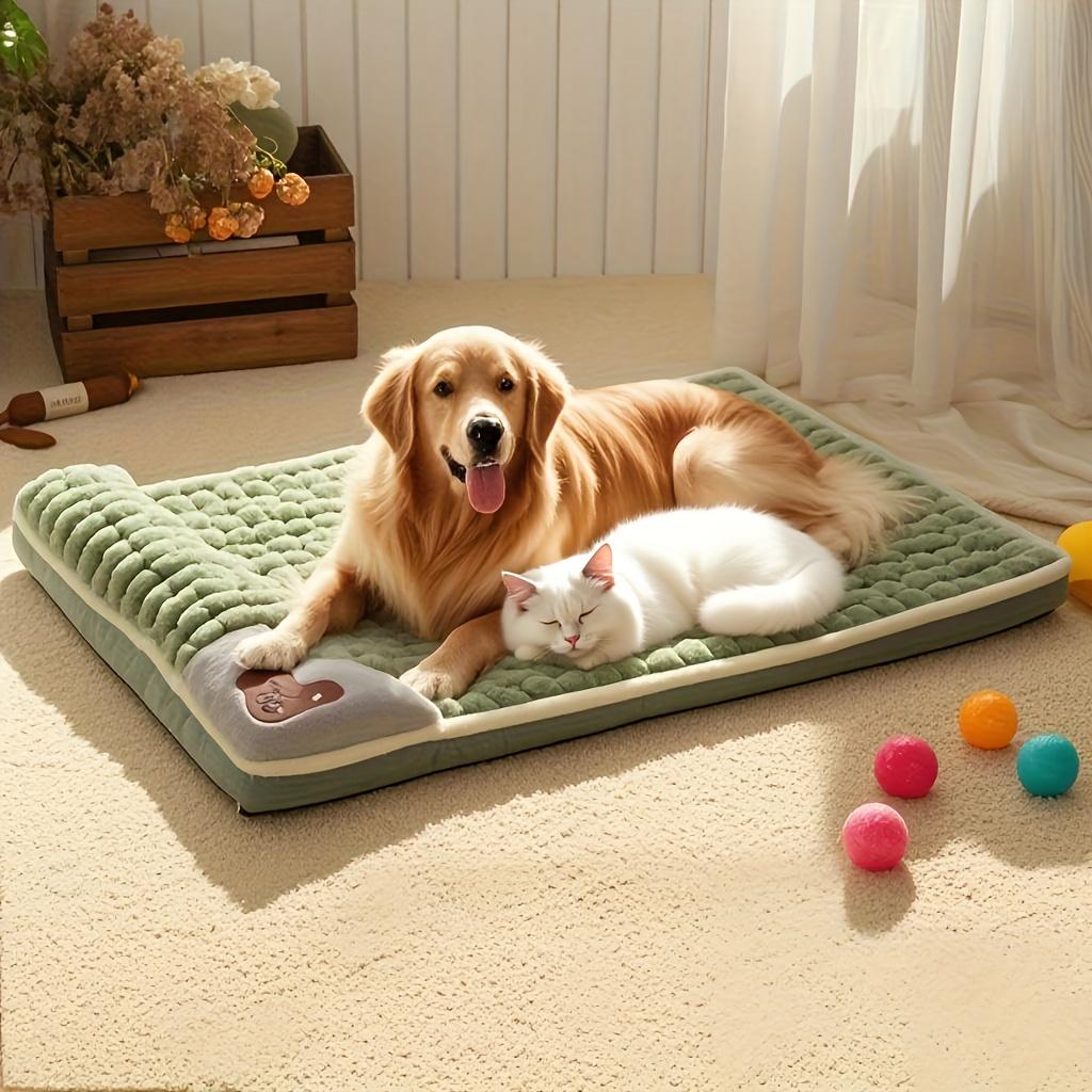 Comfortable Thickened Dog Cat Bed Pad Anti Slip Pet Bed Mat Pet Bed Mat with Thickened Pillow Machine Washable Dog Mat Bed