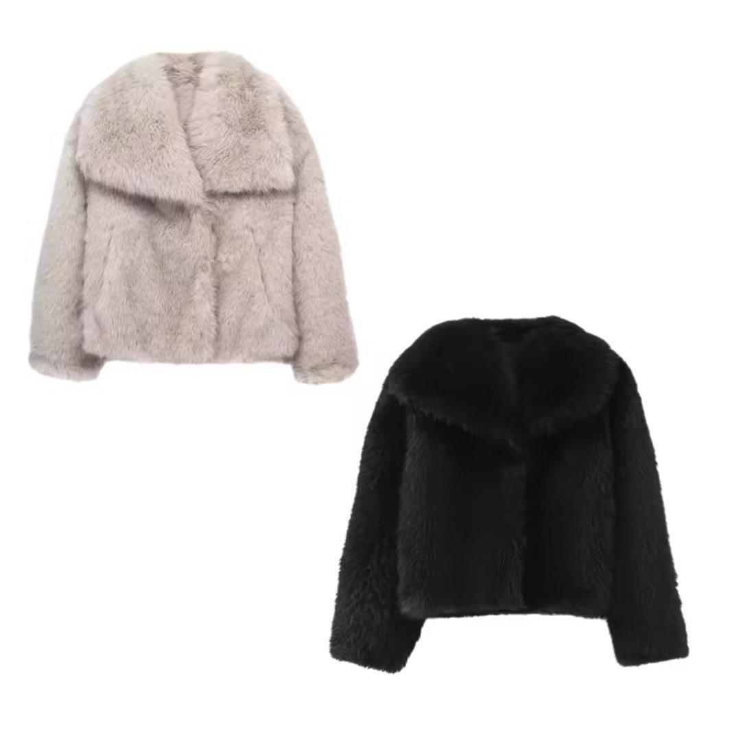 Женское теплое пушистое пальто из искусственного меха — фото 3