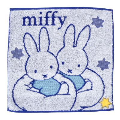 Nishikawa Miffy Mini Above the XT45708635 DB5607 Towel, 25x25cm, Washable, 100% Cotton, Stars, Clouds, Blue,